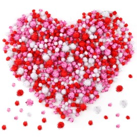 Caydo 650 Pieces Red Pom Poms, Small Craft Pompoms for Holiday DIY, Creative Crafts Decorations ( 3 Sizes -10mm,15mm,20mm)