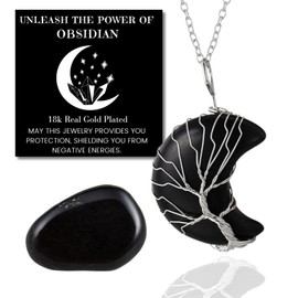 Halukakah Crystals Stones Women's Necklace Natural Moonstone / Pink Quartz / Amethyst Quartz / Obsidian / Jade Platinum Plated Brass Wire Handmade Winding Tree of Life Moon / Heart Pendant 30 x 40 mm