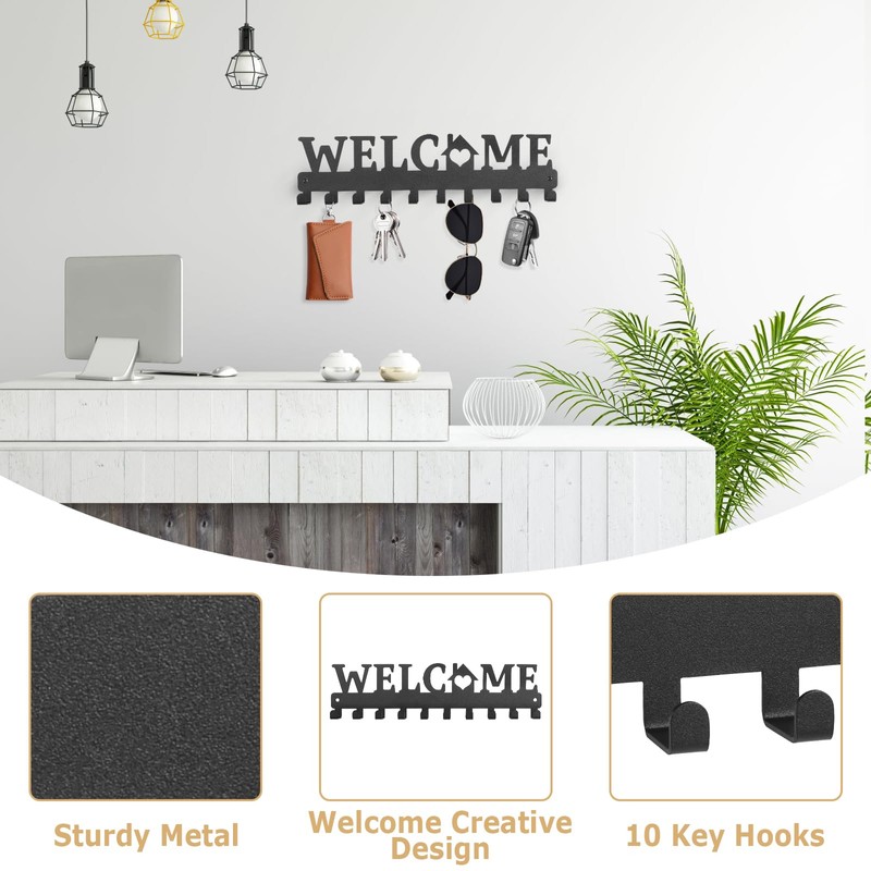 Minicoco Key Holder for Wall Metal Welcome Key Hooks Holder