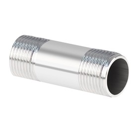 Quickun 304 Stainless Steel Nipple Pipe Fitting, 1/2" NPT x 1/2" NPT Male Malleable Nipple Cast Pipe 2" Length