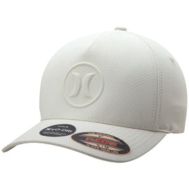 Hurley Mens Trucker Hat - Moisture Wicking and Quick Dry Ball Cap, Curved Brim Mesh Back Fitted Baseball Cap for Men, Size Small/Medium, Light Bone