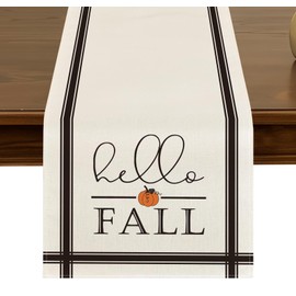 Hello Fall Pumpkin Table Runner 13x72 Inch Seasonal Autumn Kitchen Dining Table Decor for Home Party Decorations ZQ30