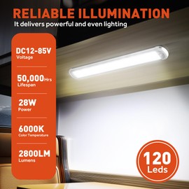 12V LED Interior Light Bar, 120LEDs 28W Led Strip Lights with ON/Off Switch, for Enclosed Cargo Trailer Car RV Van Truck Lorry Camper Boat Caravan Motorhome (4 Pack)