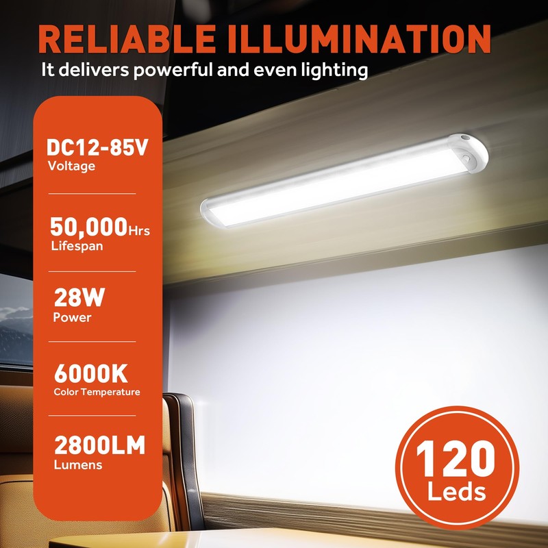 12V LED Interior Light Bar, 120LEDs 28W Led Strip Lights