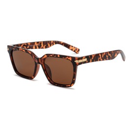 OUWEN Classic Square Tortoise Shell Plastic Designer Sunglasses Women’s Men’s 70s Style UV Protection Brown OW2234E