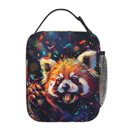 Ti Caldi Joyful Red Panda Lunch Box for Women Adults Kids, Insulated Cooler Polyester Cheerful Design Lunch Bag for Picnic, School, Office, Travel, Work, Portable Reusable Tote Thermal Lunch Bags