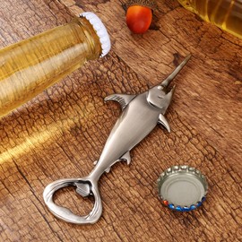 LKKCHER Fishing Gift, Swordfish Bottle Opener Fish, Gift Idea Angel Accessories, Fish Decoration, Gifts for Anglers, Men, Father's Day Gift, Birthday Gift for Angler, Dad, Grandpa, Father, Silver