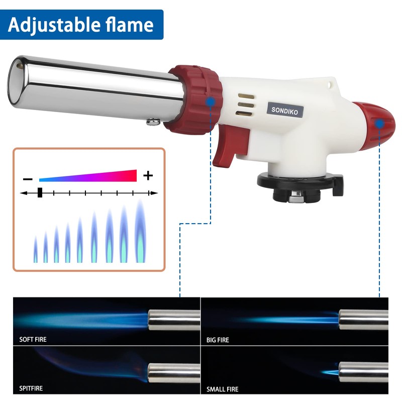 Sondiko Dual Flame Mode Butane Torch Head S516, Professional Grilling