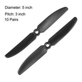 uxcell RC Propellers 5030 5x3 Inch 2-Vane Quadcopter for Airplane, Nylon Black 10 Pairs with Adapter Rings