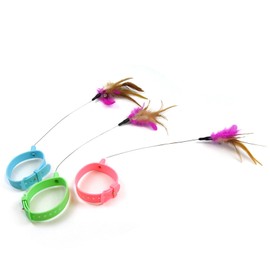 PetPhindU 3PCS Cat Collars with Cat Feather Toys, Interactive Cat Toy with Bell for Indoor Cats, Adjustable Silicone Cat Collar Toy Cat Collar with Bells Cat Collar Toy (Color Mixing,3PCS)