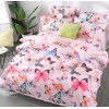 AShanlan Girls' Pink Butterfly Bed Linen, 135 x 200 cm,