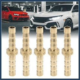 VekAuto 5mm Brass Barb Hose Fitting Straight Union Connector for Air Water Gas Oil 5pcs Auto Accessories