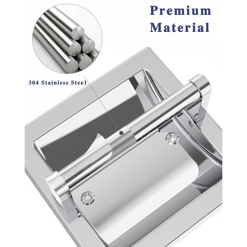 WZKALY Polished Chrome Recessed Toilet Paper Holder, Bathroom Wall Mount