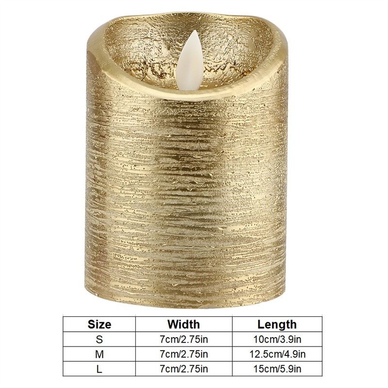 Led FlamE Less Candles Battery Gold Swinging Flame Electric Candle
