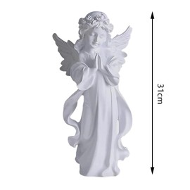 Heart Tong Angel Figurines Decorations, Angel Statues, White Resin Figure, for Cemetery Decoration and Home, Garden Decoration, Grave Decoration, Weddings, Christmas and More (Large)