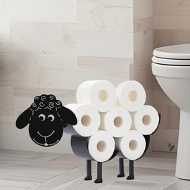 Sheep Toilet Tissue Holder,Animal Paper Holders,Decorative Metal Papers Holder,Funny Toilet Animal Storage for Bathrooms,Bathroom Paper Organizer for Extra 8 Rolls Stand & Wall Mounted Art Decor