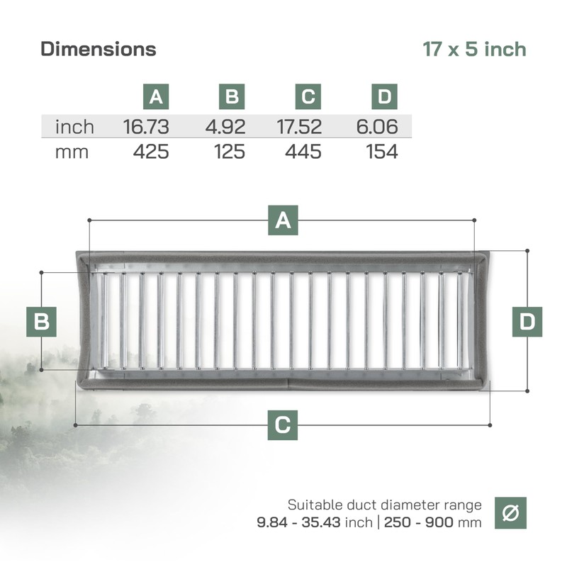 Vent Systems 17" x 5" Inch Galvanized Steel Louvered Air