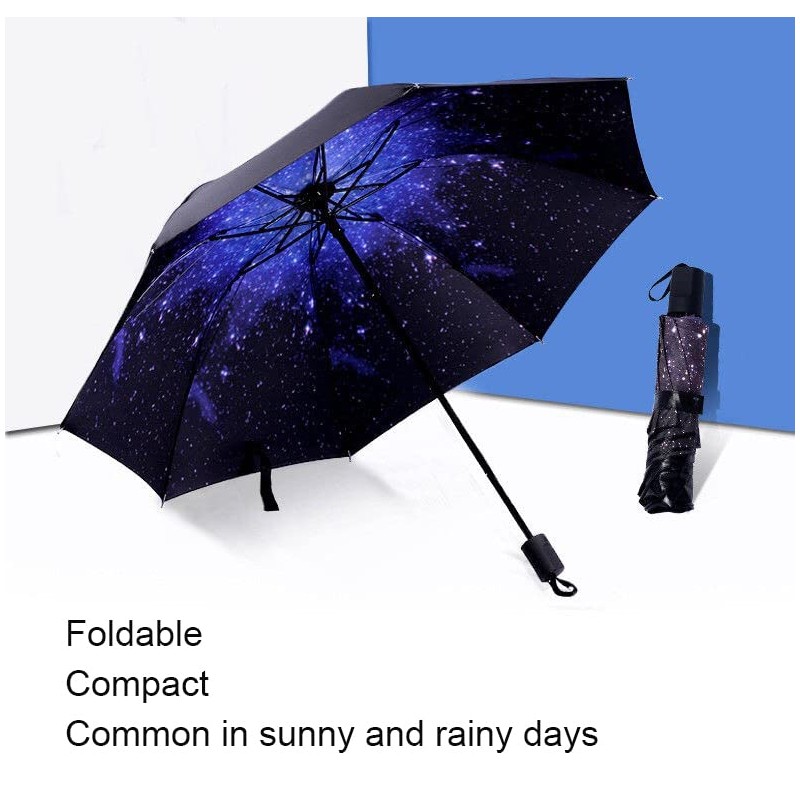 Hosoncovy Night Star Sky Folding Umbrella Double Layer Windproof Anti