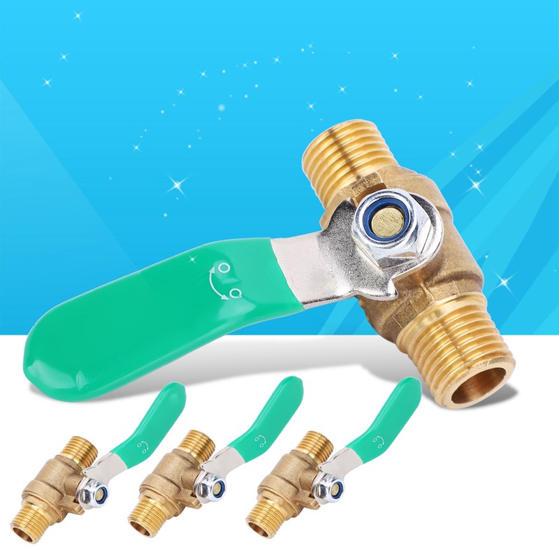 4pcs 1/4in Ball Valve Thicken Double External Thread Brass Drain