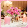 4 Bundles Artificial Peony Faux Flowers, Silk,Pink