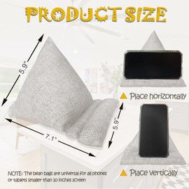 WARMTONE Cell Phone Holder for Bed, Phone Stand Bean Bags Soft Fabric Pillows Portable for Travel Universal for All Smartphones, Mini Tablets iPads, Natural