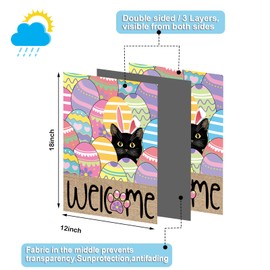 Seasonal Garden Flags Set of 11, Double Sided 12 x 18 Inch Black Cat Yard Flags, Small Flags for Outside, Spring Summer 4th of July Outdoor Flags, Welcome Holiday Garden Flags for All Seasons