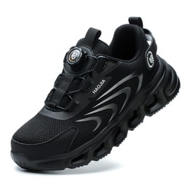 NBOFIEHY Work Shoes Men Women Lightweight Breathable Safety Shoes Non-Slip Steel Toe Cap Shoes with Rotary Knob, Black, EU 46, Black, 11 UK