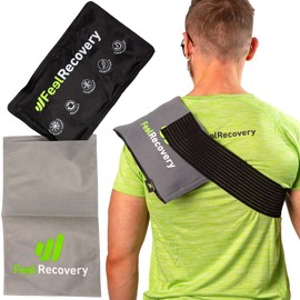 Cooling Pads Gel for Back (28 x 17 cm) - Cold Warm Compress Set with Fixation Band for Back Pain, Osteoarthritis, Lumbago - Cold Pack Gel for Cold Therapy with Cover and Velcro Bandage