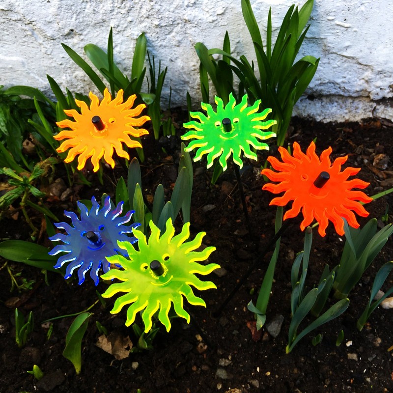 SunCatcher Garden Decor Ornaments Smiling Suns, Set of 5 Decorative