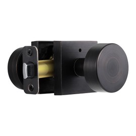Oil Rubbed Bronze Privacy Door Knobs Interior with Lock, Heavy Duty Square Door Knobs Vintage Door Handle for Bedroom Bathroom Lockable Door Knob, Antique Bronze