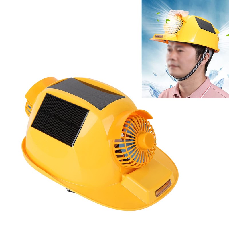 Safety Helmet Hard Hat with Double Fan and Light Solar,