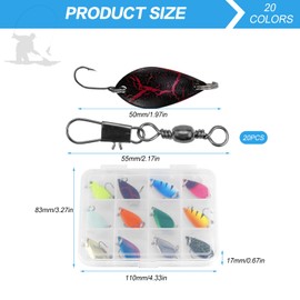 LPZMPZ Trout Bait Spoons Trout 20 Pieces Fishing Trout Spoon Set Fishing Lure 5 g Trout Spinner Single Hook Fishing Accessories with Spoon Box for Trout Bass Pike Zander