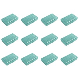 Sterilite Small Pencil Box, Stackable Plastic Small Storage Container with Lid, Organize Pens, Pencils, and Small Items, Molokai Blue Tint, 12-Pack