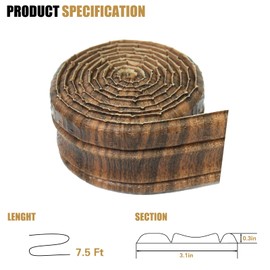 WAPANE 7.5 Ft x 3.1in Peel Stick Foam Molding Baseboard Trim Self Adhesive, Crown Molding Wallpaper Border Flexible, 3D Wall Edging Lines Foam Wall Base Moulding Trim for Home DIY Decoration