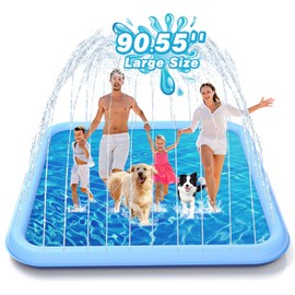 EPN Splash Pad, 90.5" Size Extra Large Sprinkler Play Mat for Dogs & Kids, Thicker Wading Pool Summer Outdoor Water Toys, Fun Backyard Fountain Play Pad for 3 Age+ Girls Boys Children & Pets
