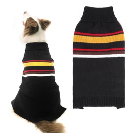 PAWCHIE Dog Sweater for Large Size Dog Girls Boys, Warm Coat Turtleneck Thick Dog Clothes with Leash Hole, Stretchy Knitted Dog Outfit for Small to Large Doggy Puppy Cat, Black L