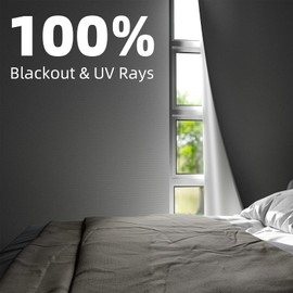 Portable Blackout Curtains 120"×60", Strong Hook and Loop Tape Strips with Adhesive, Cuttable Blackout Window Cover, 100% Black Out Material Blinds for Baby Nursery or Travel - White - 10