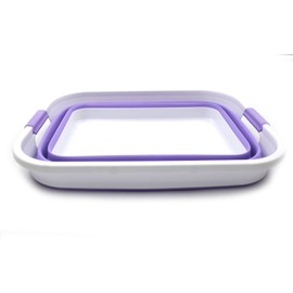 SAMMART 41L (10.8 gallon) Collapsible Plastic Laundry Basket - Foldable Pop Up Storage Container/Organizer - Portable Washing Tub - Space Saving Hamper/Basket, Water capacity: 32L (8.4 galllon) (Rectangular, Lt. Purple)