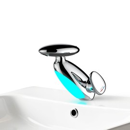 LED Bathroom Faucet with Multicolor Light, 360° Swivel & Pull-Out Spout, 4 Spray Modes, Ceramic Cartridge, 9/16 Inch Connection (Chrome Silver)