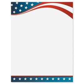 4th of July Patriotic Letter Papers - Set of 25, American Flag Stationery Papers, 8 1/2" x 11", Compatible Computer Paper, Patriotic Letterhead, 4th of July Flyers, Veterans Day, Memorial Day