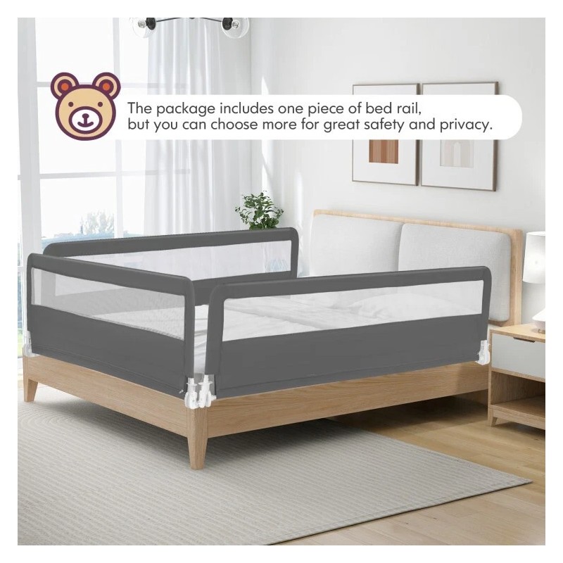 Costway 71" Foldable Adjustable Extra Long Bed Rail Guard Bed