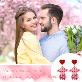 Valentines Day Earrings for Women Red Heart Earrings Love Envelope Dangle Earrings Cute Bear Earrings Valentines Day Accessories for Women Valentine's Day Gifts for Her