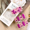 Purple Flower False Nails Purple Press on Nails Medium Length