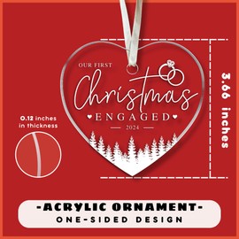 Engagement Gifts for Couples - Gifts for Newly Engaged Couples - Happy Engagement Gifts for Her, Bride to Be - Just Engaged Gifts for Her, Friends, Fiance - Acrylic First Christmas Engaged Ornament