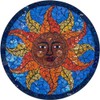 Mosaic Sun Face Plaque 16 Inch Diameter, Blue