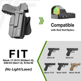 Compatible with Glock 17 Holster,OWB Paddle Holster Fit Glock 17 19 23 31 32(Gen 1-5) 丨Glock 22(Gen 1-4) 丨Glock 19X 45,Outside Waistband Carry,Quick Release丨Adjustable Cant - Right Hand