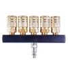 Primefit M14025-7 5-Way Air Manifold with 1/4" Industrial 6-Ball Brass Couplers, 1/4"