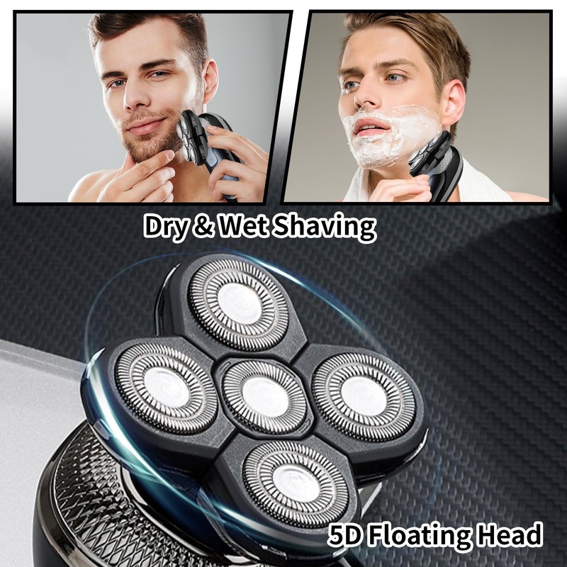 Carreuty 3Pcs 5 Head Shaver Replacement Blades for Freebird Head