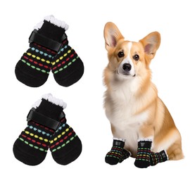 YAODHAOD Anti-Slip Dog Socks for Hardwood Floor, Dog Boots & Paw Protectors to Prevent Licking, Slipping, Grippers Traction Control Non-Slip Socks for Old Senior and Puppy Dog (Lace Pattern, L)