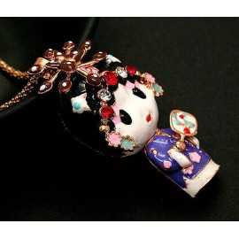 Betsey Johnson Regal GEISHA Princess Asian DOLL Rhinestone Enamel Betsey Johnson NECKLACE Prple